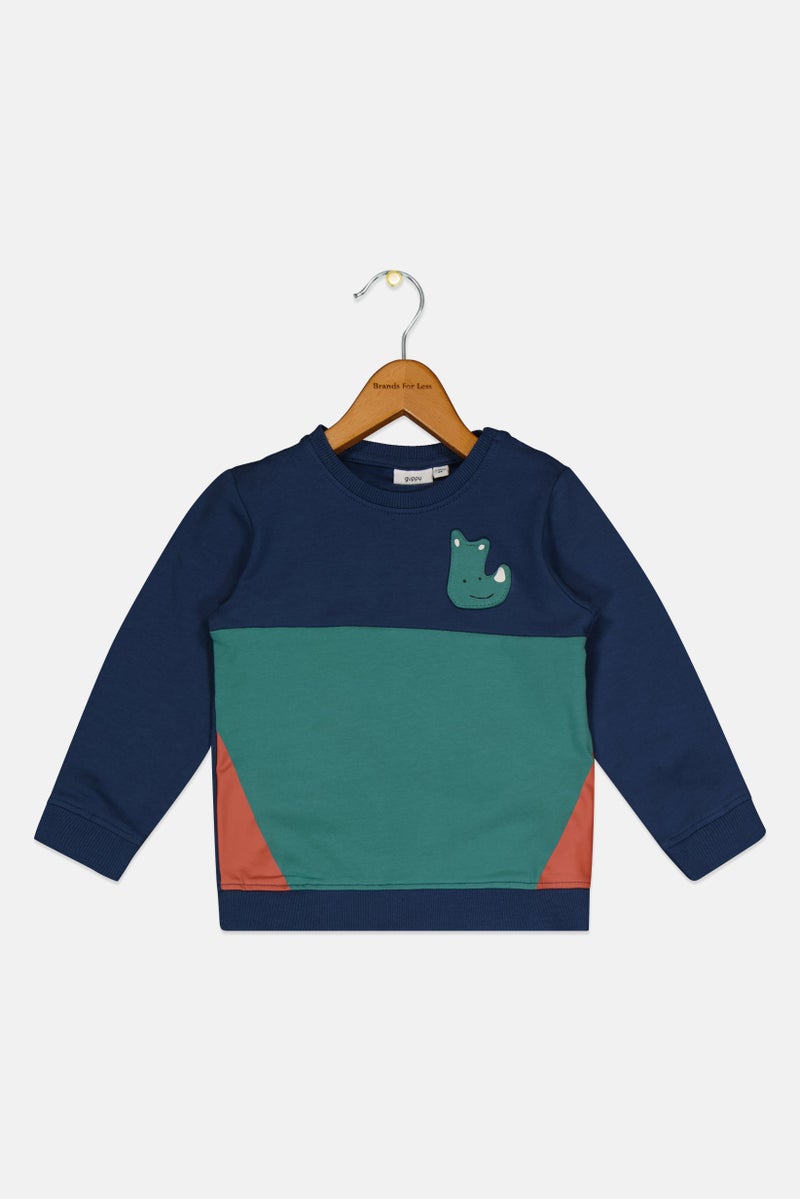 guppy Toddlers Boy Colorblock Long Sleeve Sweatshirt, Multicolor - Image 3